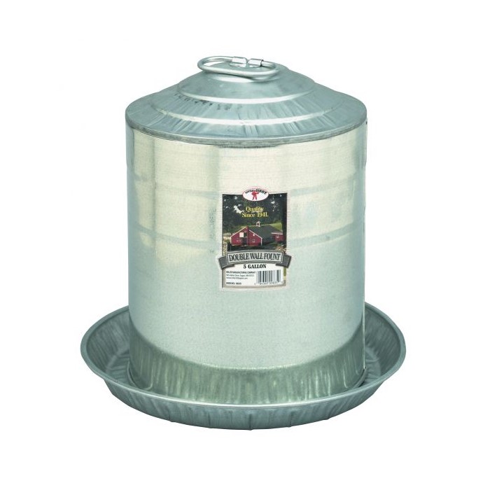 Metal Double Walled Poultry Waterer - 5 Gallon