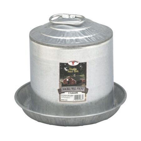 Metal Double Walled Poultry Waterer - 2 Gallon