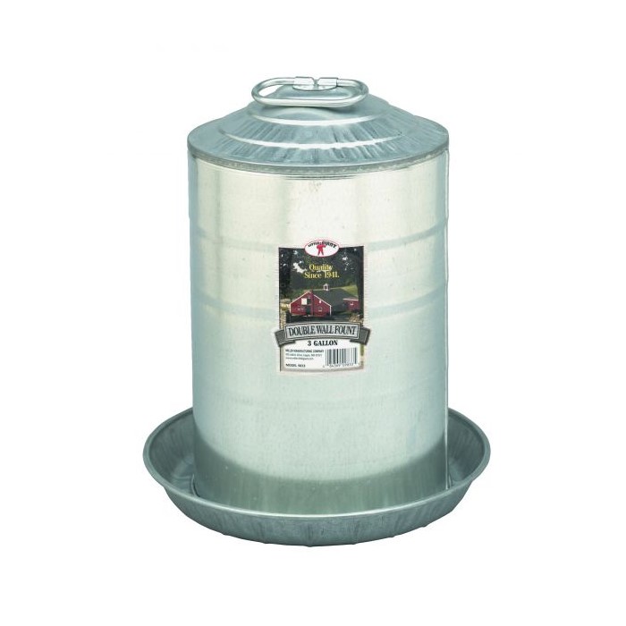Metal Double Walled Poultry Waterer - 3 Gallon